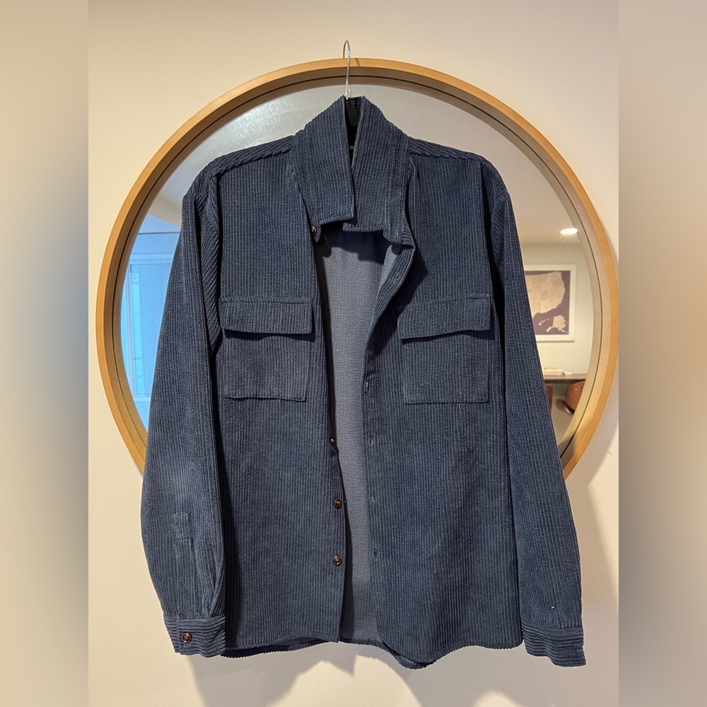 Blue Corduroy Button-Up Shirt